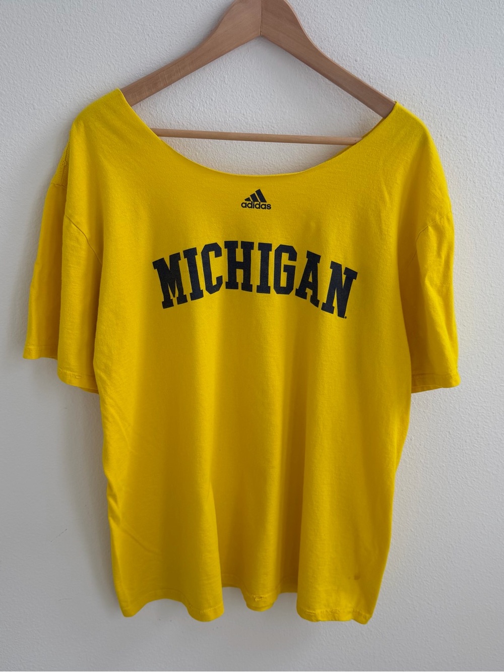University of Michigan Destroyed off the shoulder Tee